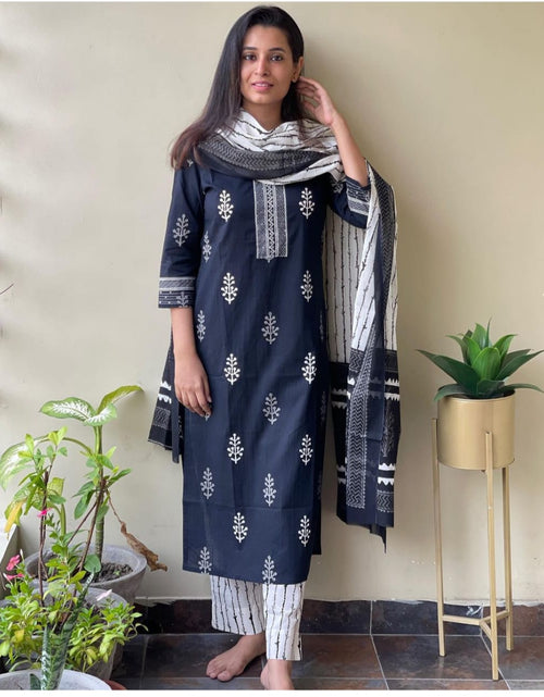 Indian Cotton Embroidery Printed Kurti Set for Women